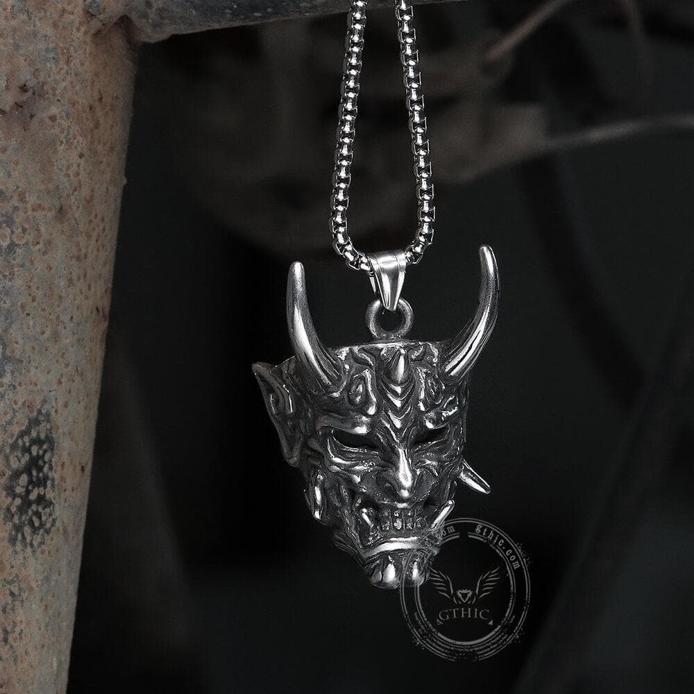 Yokai Oni Pendant in Stainless Steel