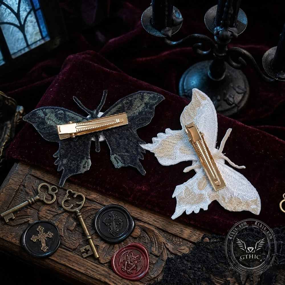 Devil's Eye Butterfly Fabric Resin Gothic Hair Clips