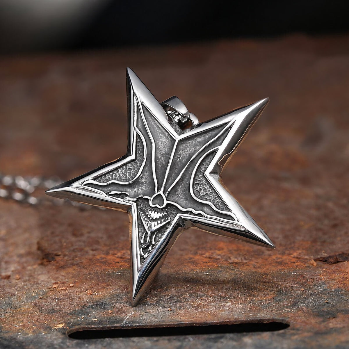 Devil Satan Smile Stainless Steel Pentagram Necklace