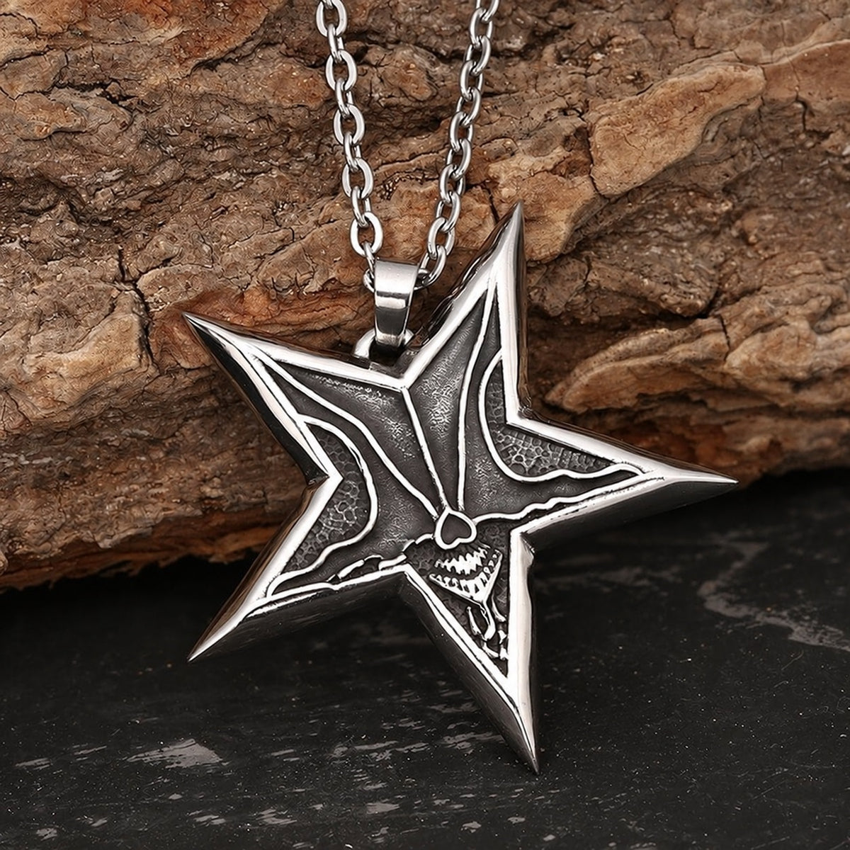 Devil Satan Smile Stainless Steel Pentagram Necklace