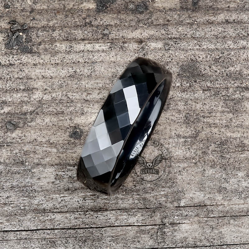 Diamond Faceted Engagement Ring in Ceramic