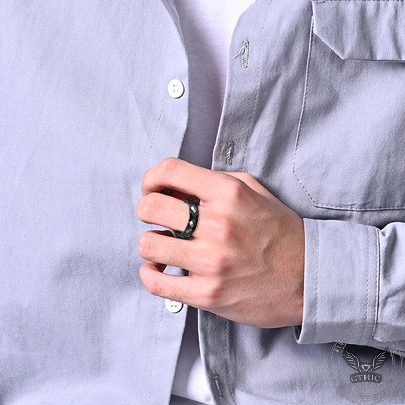 Diamond Faceted Engagement Ring in Ceramic