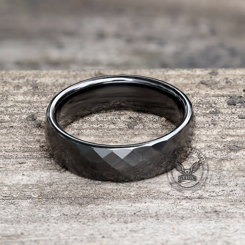 Diamond Faceted Engagement Ring in Ceramic