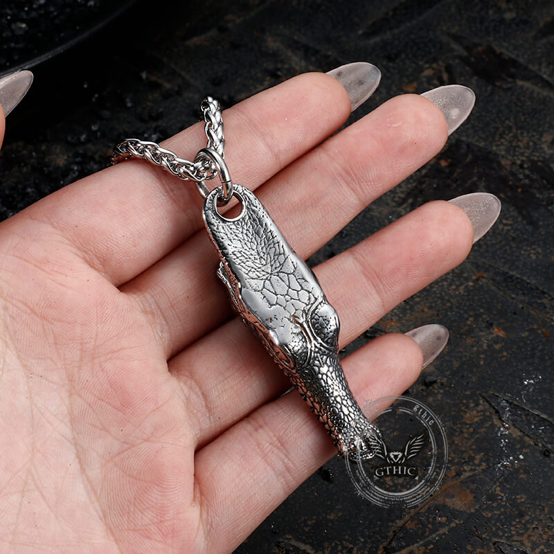 Domineering Crocodile Head Pendant in Stainless Steel