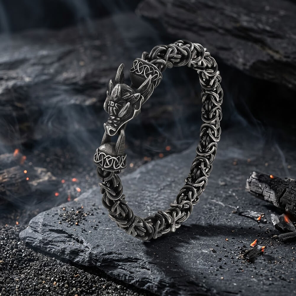 Domineering Dragon Byzantine Stainless Steel Nordic Bracelet