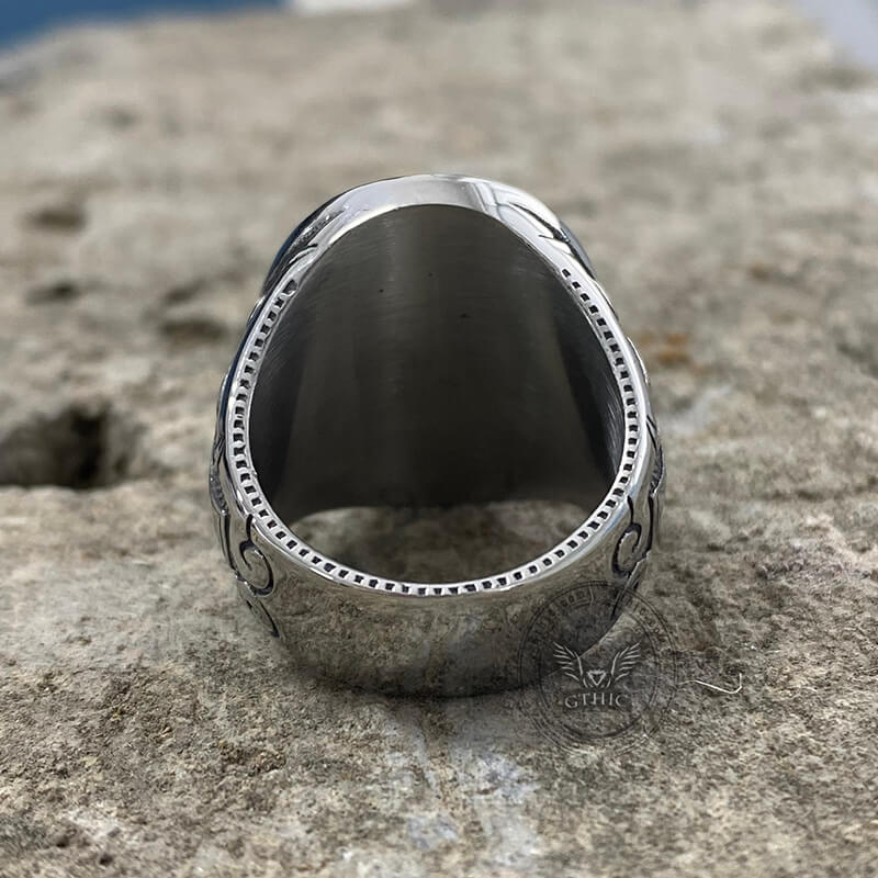 Double-Headed Eagle Ankh Ring in Stainless Steel