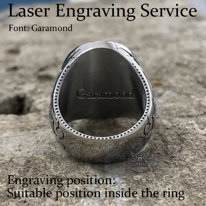 Double-Headed Eagle Ankh Ring in Stainless Steel