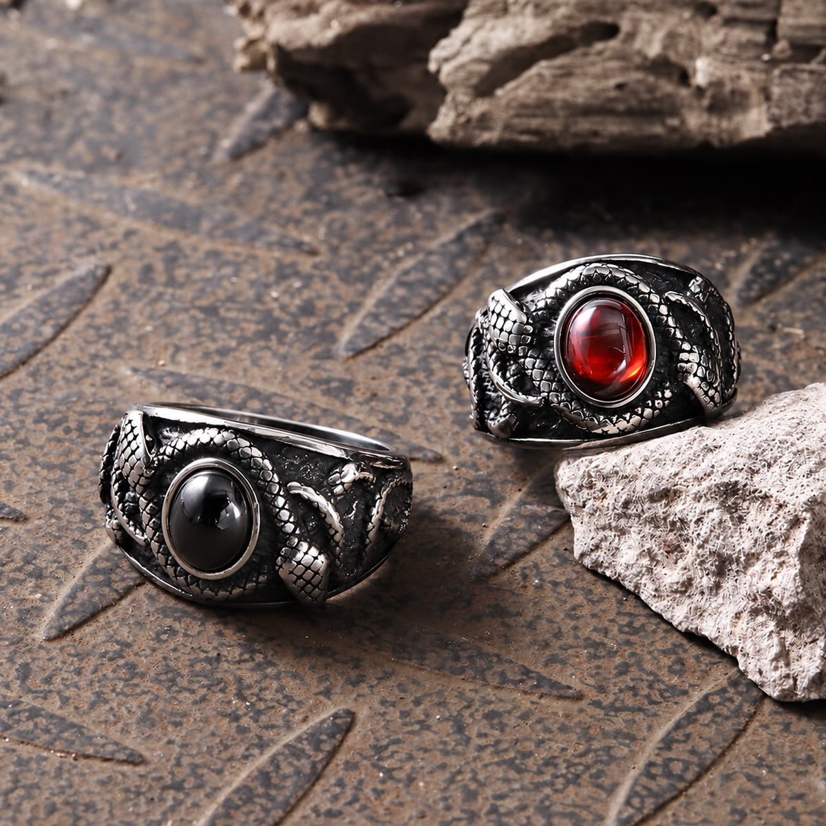 Double-headed Snake Ring in Stainless Steel