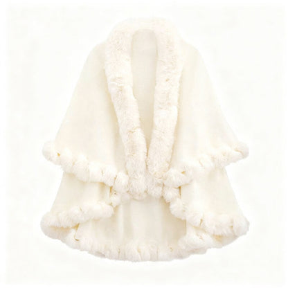 Double-Layered Faux Cashmere Cape Shawl