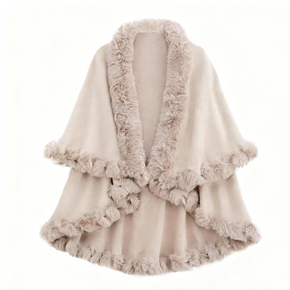 Double-Layered Faux Cashmere Cape Shawl