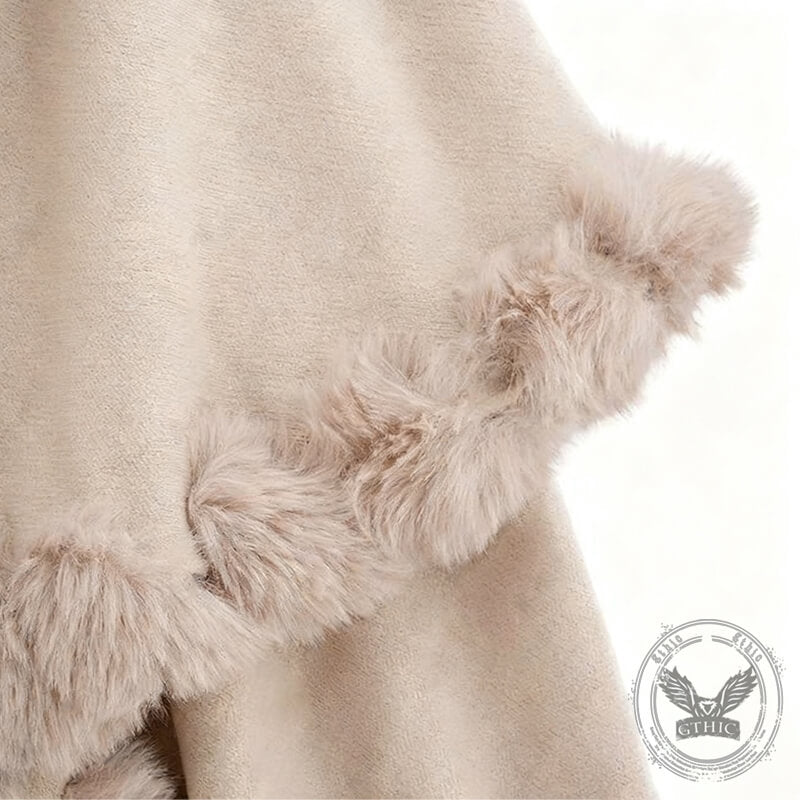 Double-Layered Faux Cashmere Cape Shawl