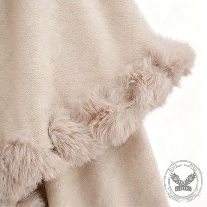 Double-Layered Faux Cashmere Cape Shawl