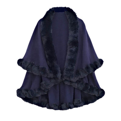 Double-Layered Faux Cashmere Cape Shawl
