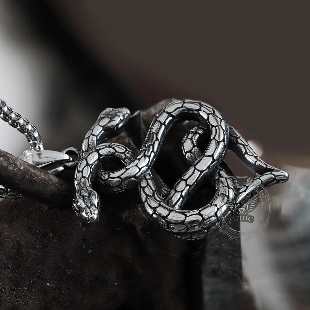 Double-Snake Winding Pendant in Stainless Steel