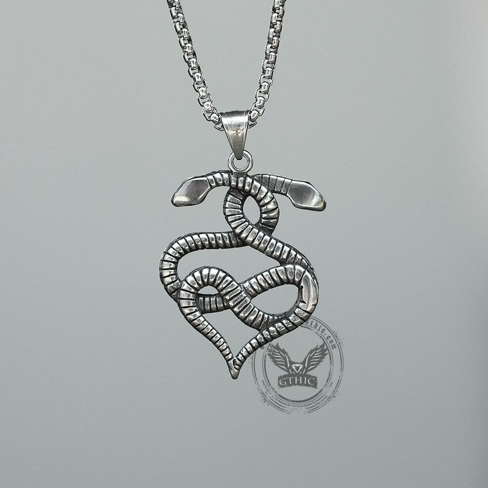 Double-Snake Winding Pendant in Stainless Steel