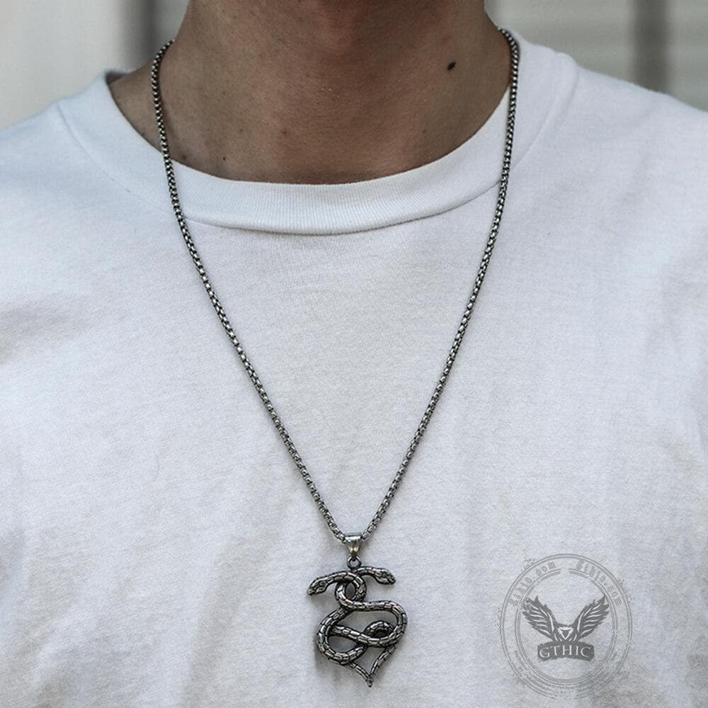 Double-Snake Winding Pendant in Stainless Steel