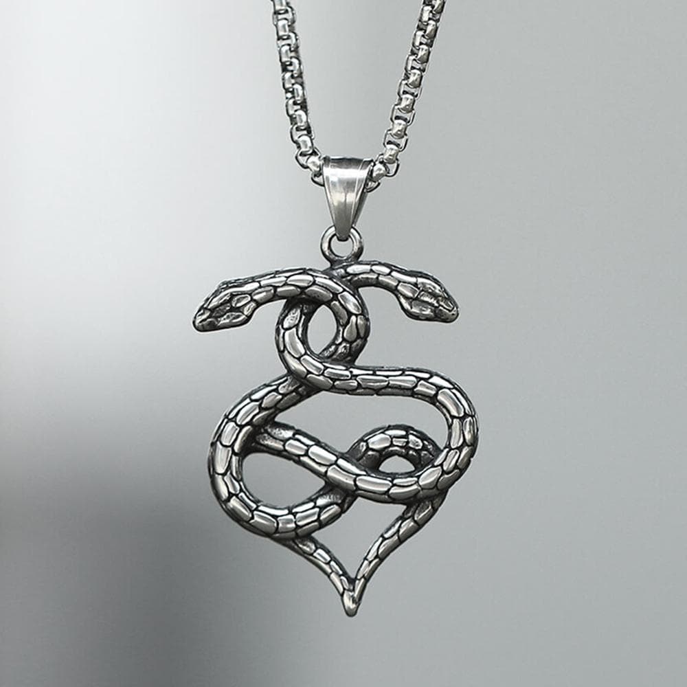 Double-Snake Winding Pendant in Stainless Steel