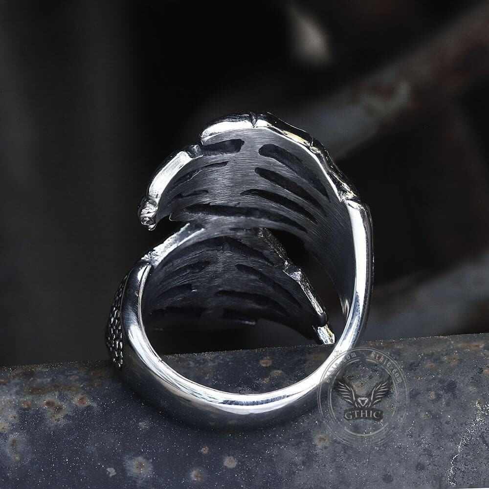 Double Ghost Hand Stainless Steel Skull Ring