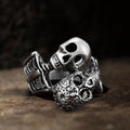 Double Skulls Ring in Stainless Steel