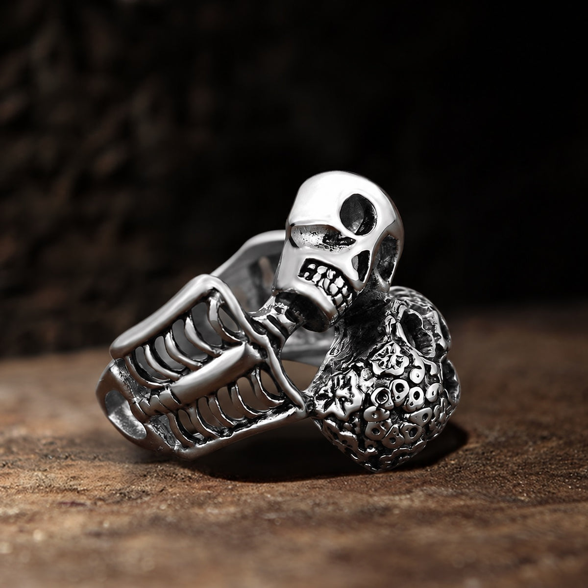 Double Skulls Ring in Stainless Steel