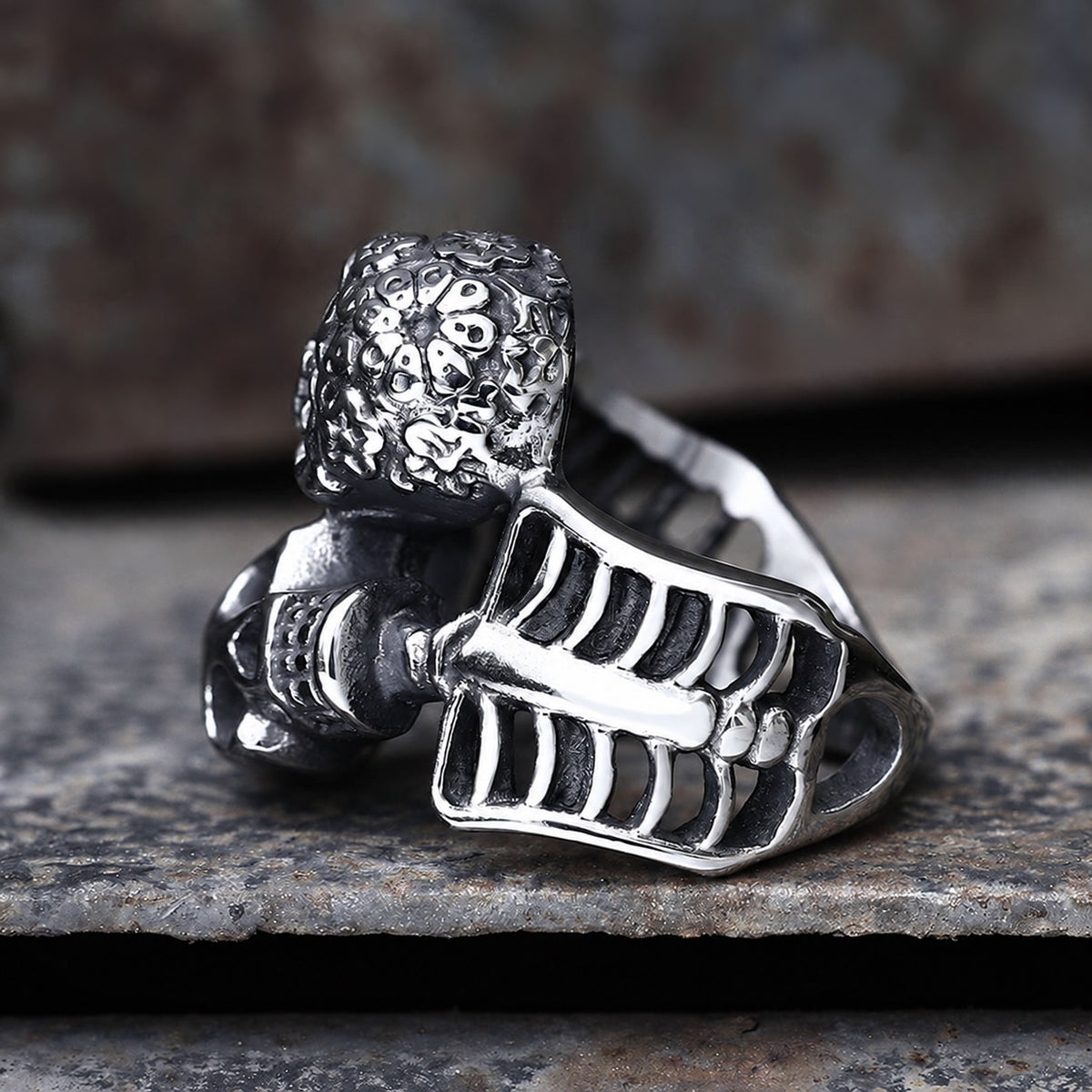 Double Skulls Ring in Stainless Steel