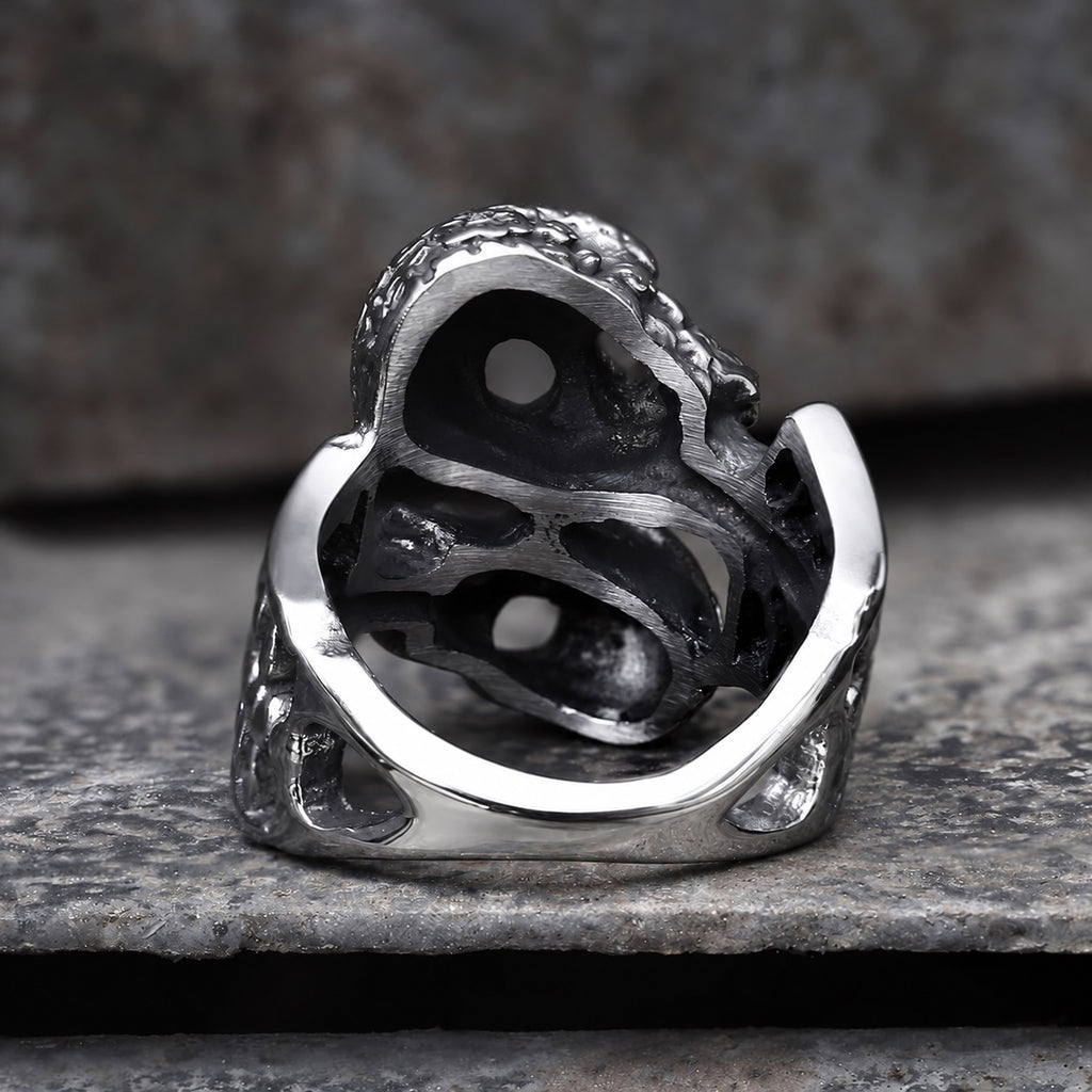 Double Skulls Ring in Stainless Steel