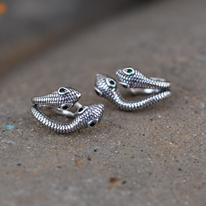 Double Snake Sterling Silver Ear Cuffs
