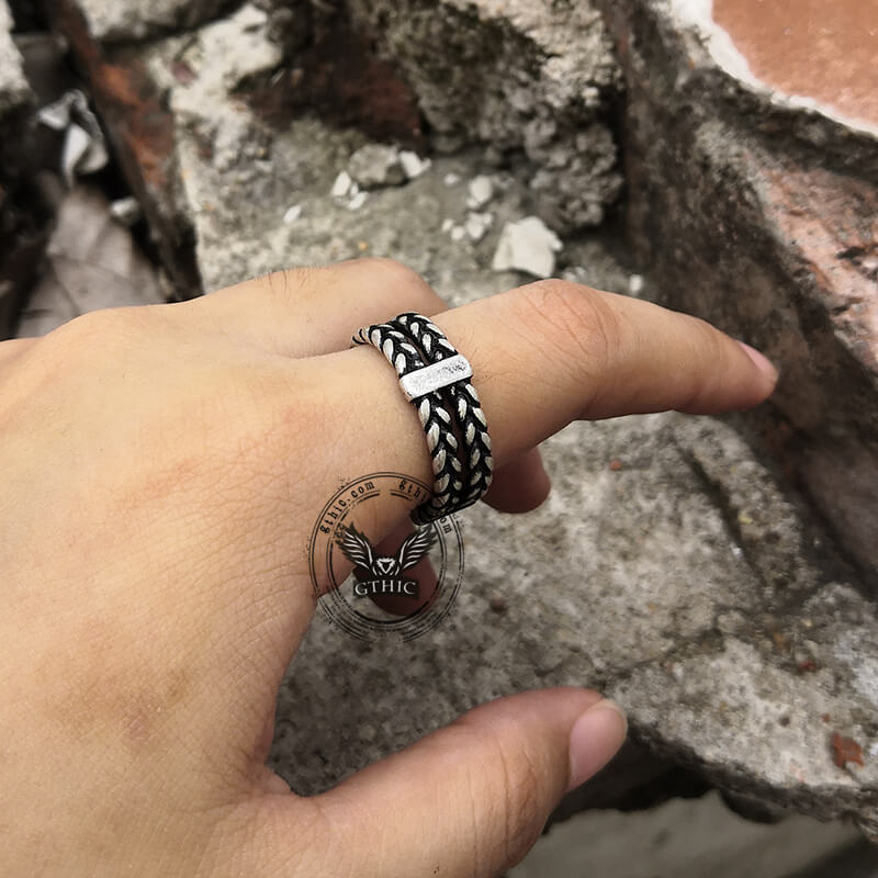 Double Wheat Ear Chain Ring in Stainless Steel