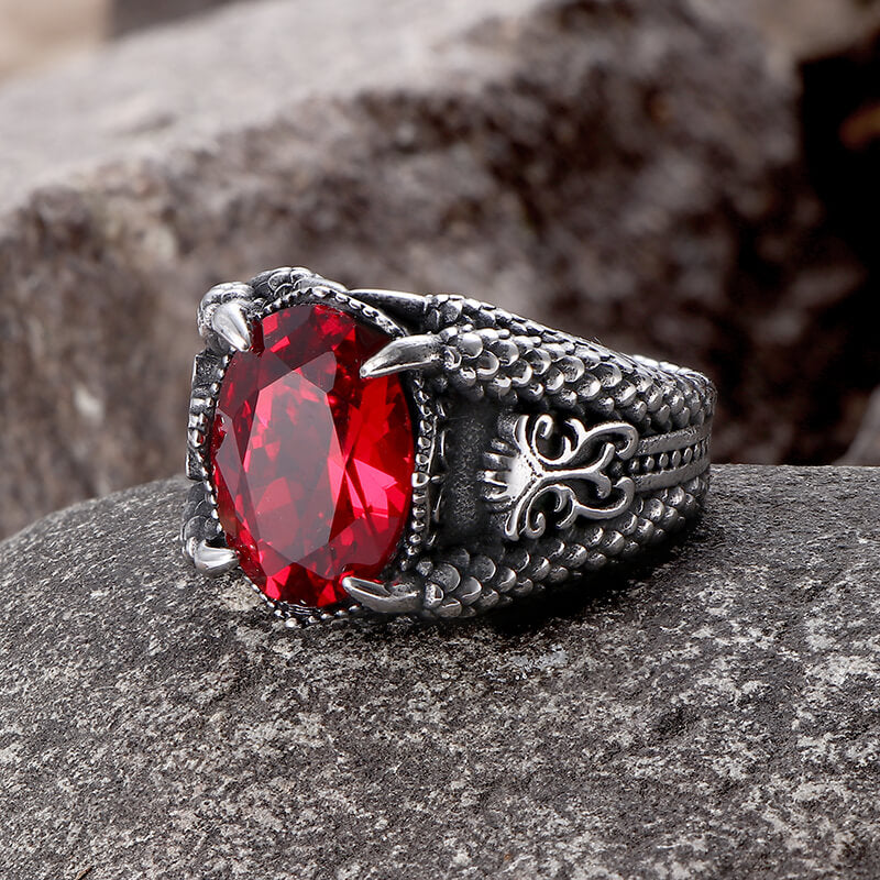 Dragon Claw Gem Ring in Stainless Steel