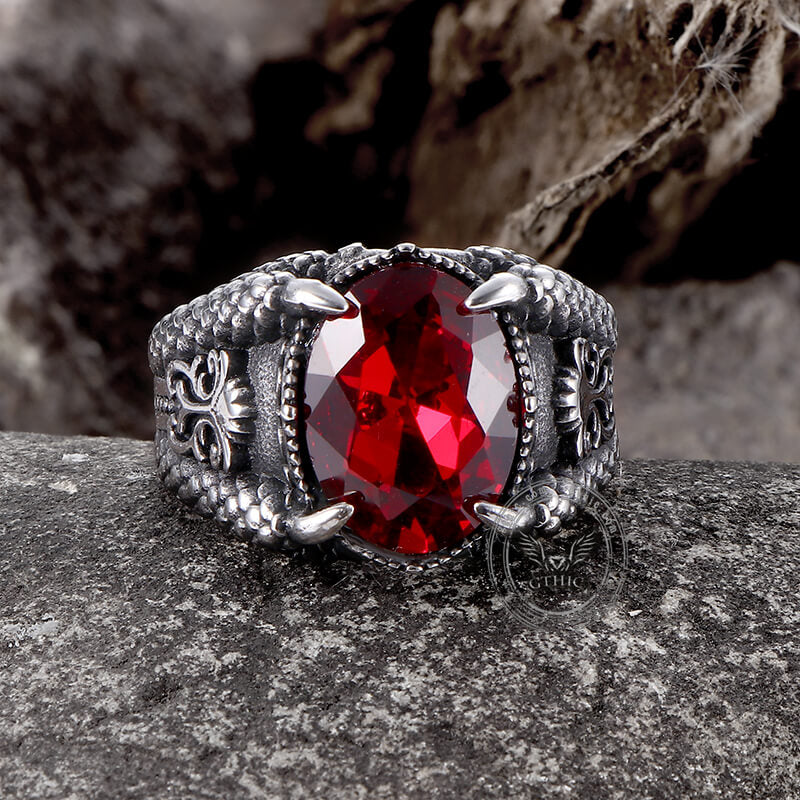 Dragon Claw Gem Ring in Stainless Steel