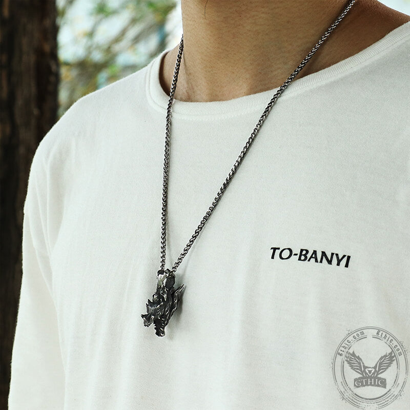 Dragon Head Pendant in Stainless Steel