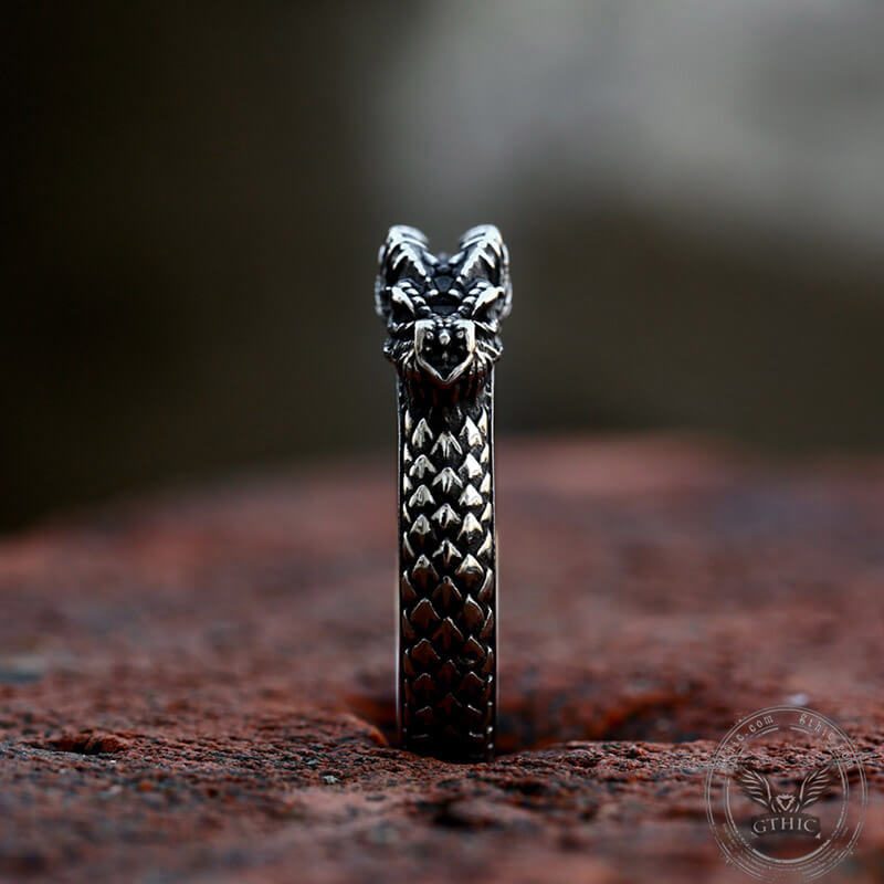 Dragon Ouroboros Ring in Stainless Steel