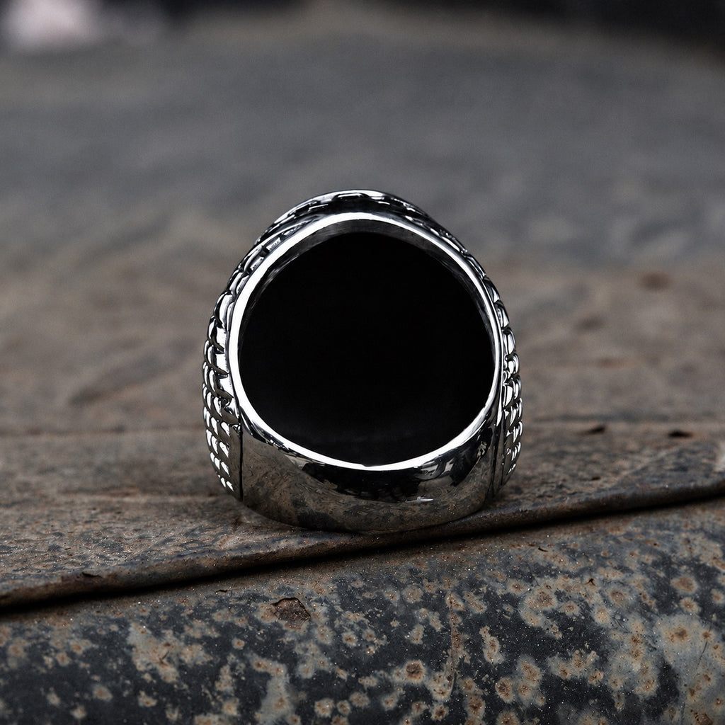 Dragon Scale Pattern Cross Ring in Stainless Steel