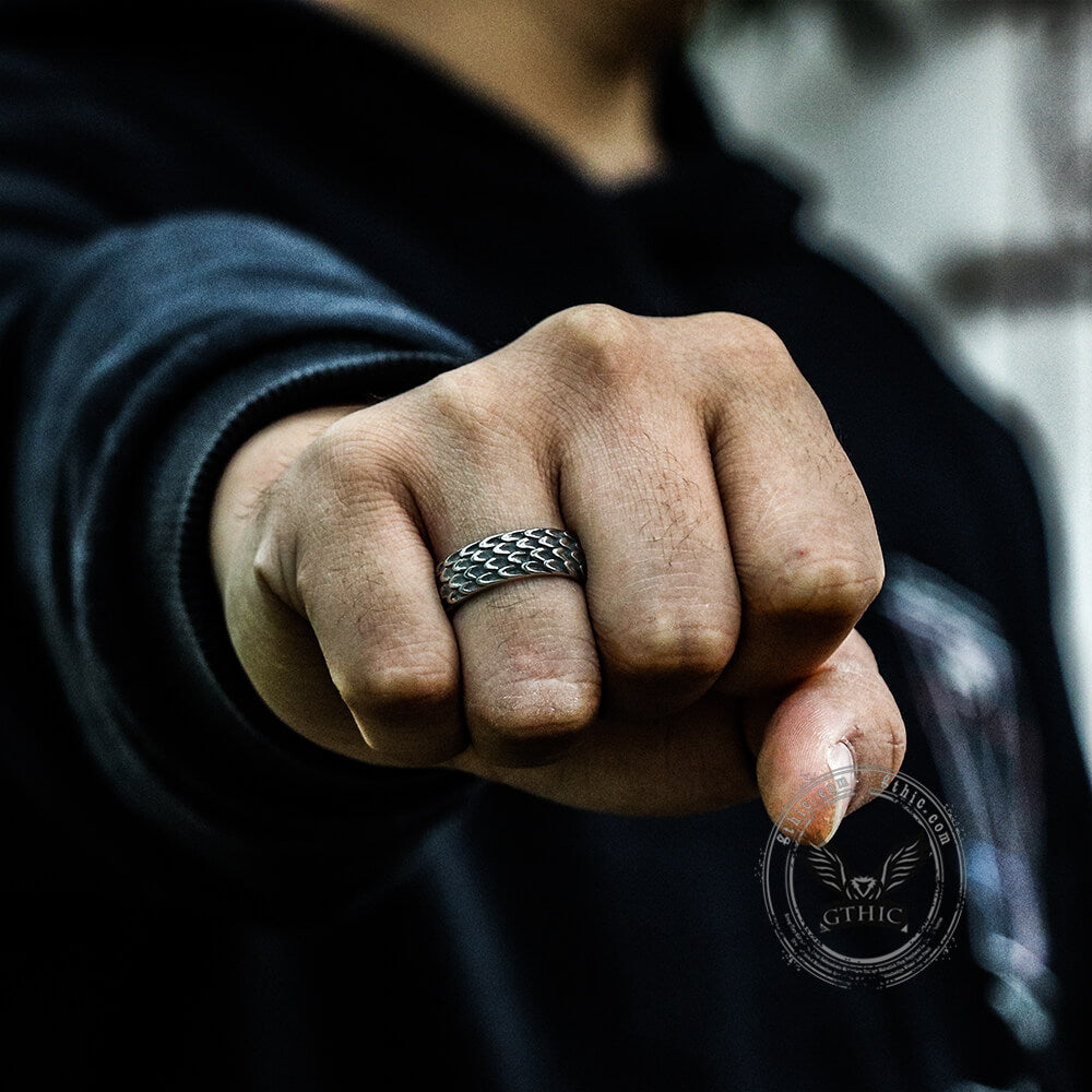 Dragon Scale Ring in Stainless Steel