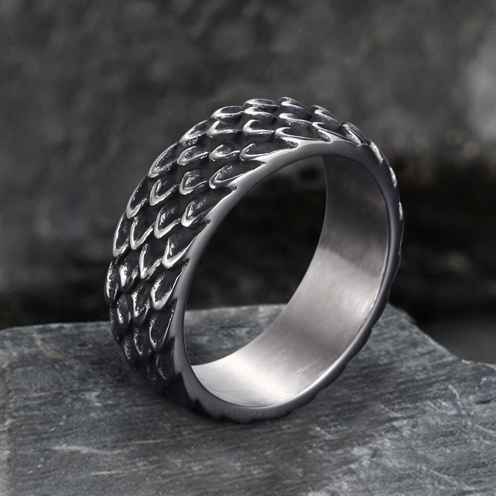 Dragon Scale Ring in Stainless Steel
