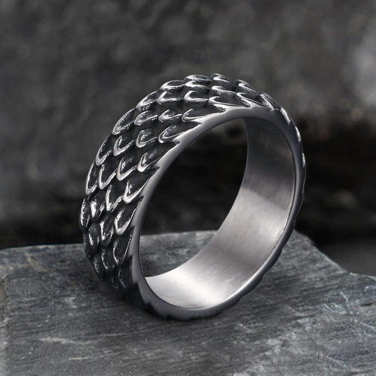 Dragon Scale Ring in Stainless Steel