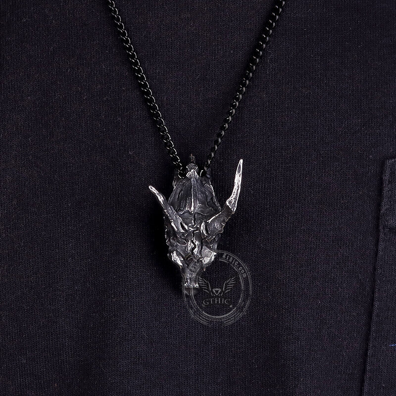 Dragon Skull Pendant in Stainless Steel