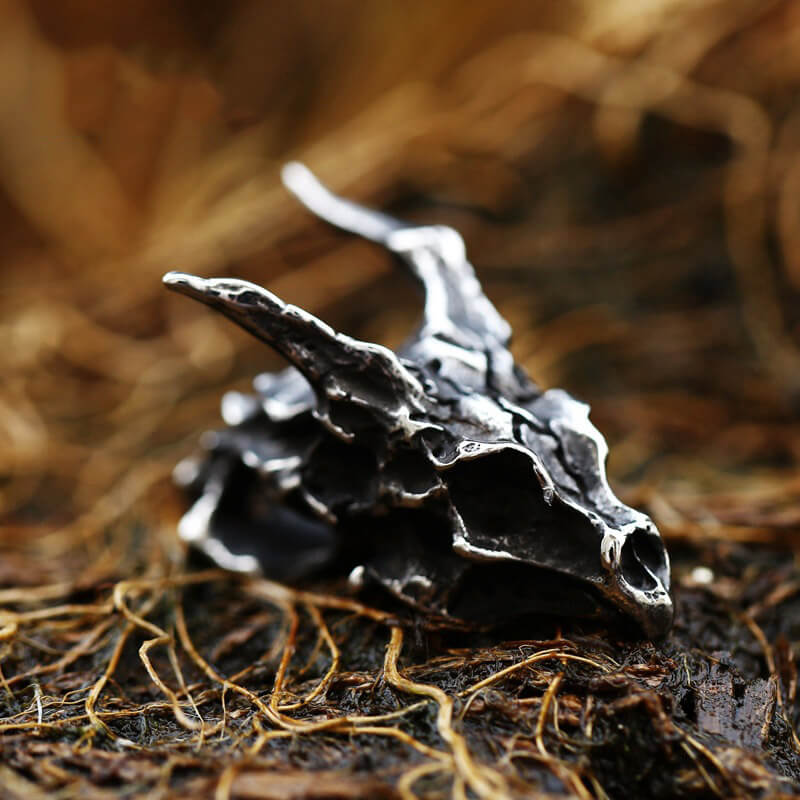 Dragon Skull Pendant in Stainless Steel