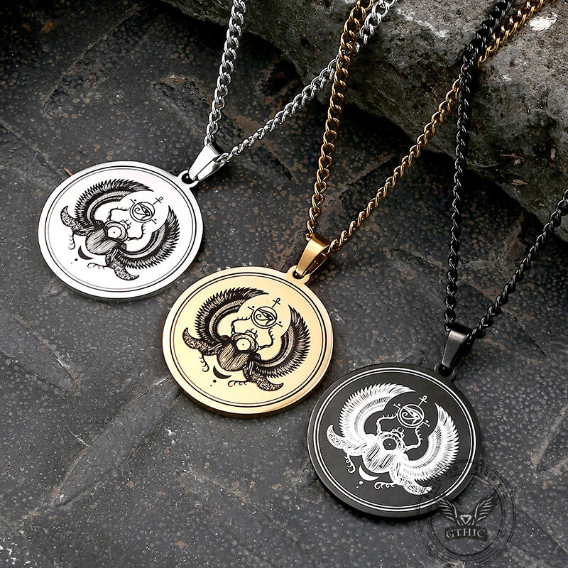 Egyptian Scarab Eye of Horus Necklace in Stainless Steel
