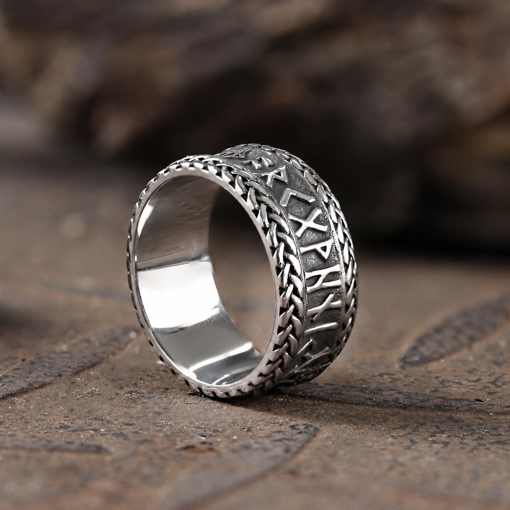 Elder Futhark Runes Ring in Stainless Steel