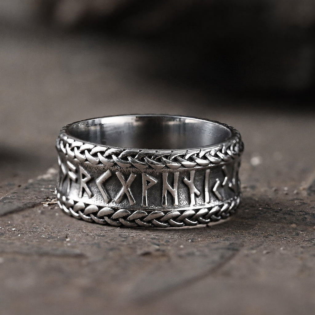 Elder Futhark Runes Ring in Stainless Steel