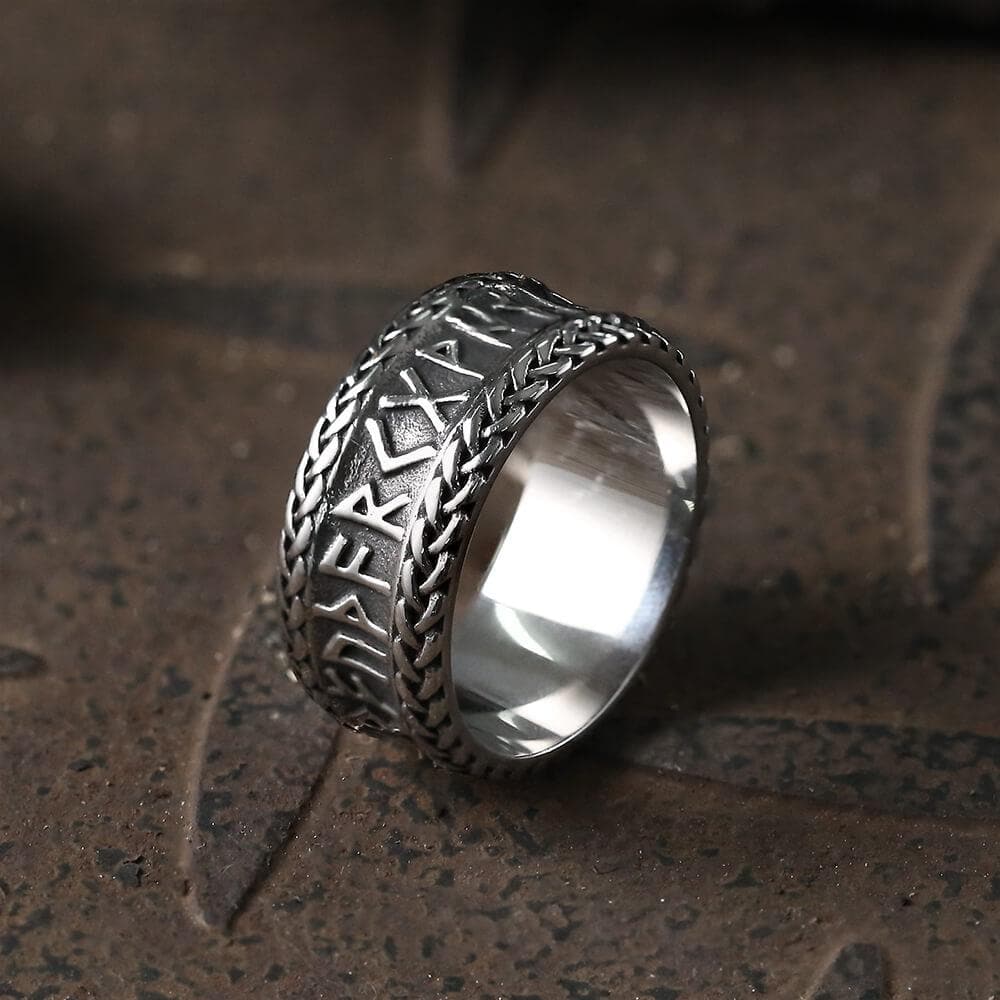 Elder Futhark Runes Ring in Stainless Steel