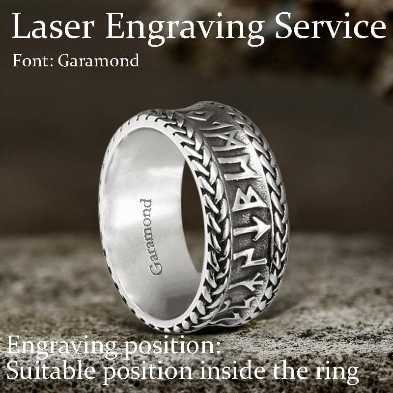 Elder Futhark Runes Ring in Stainless Steel