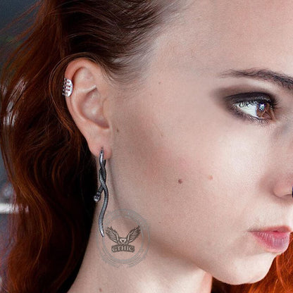 Entwined Snake Hoop Earrings in Stainless Steel