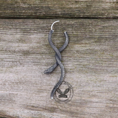 Entwined Snake Hoop Earrings in Stainless Steel