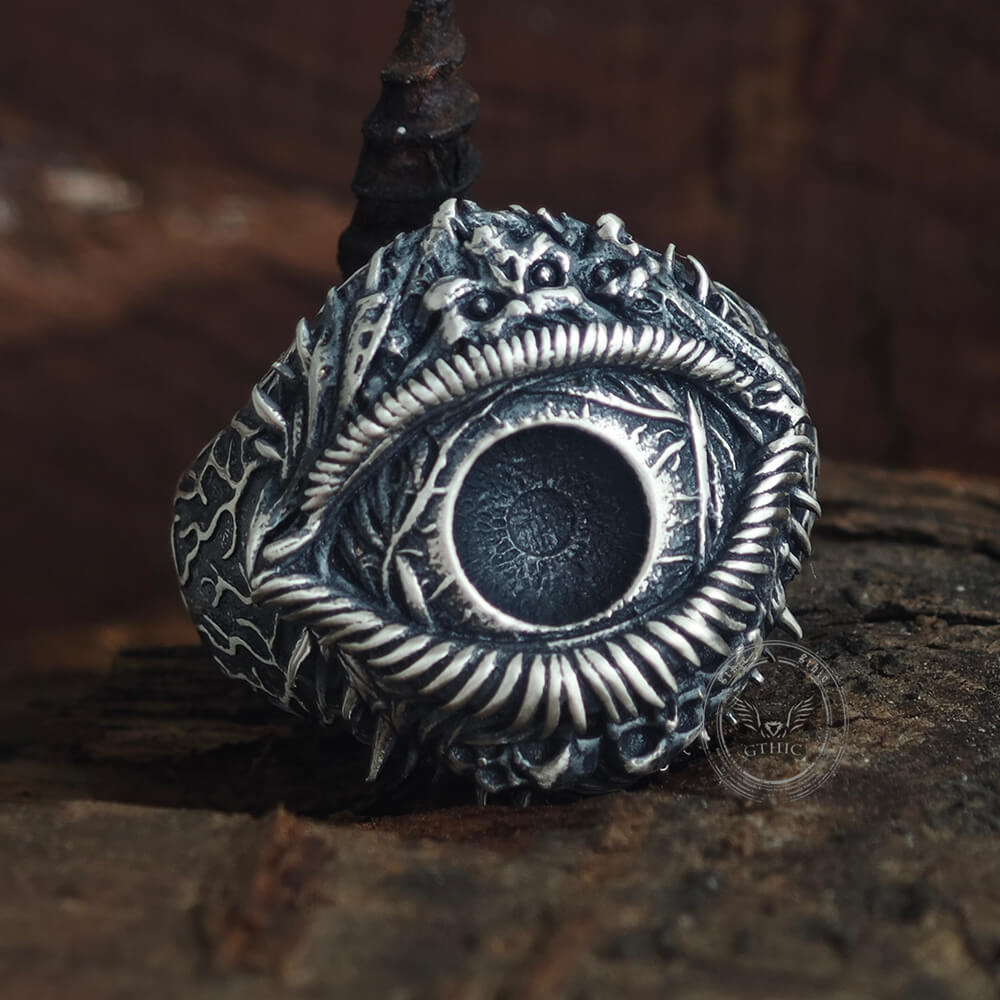 Evil Eye Skull Sterling Silver Hardcore Biker Ring