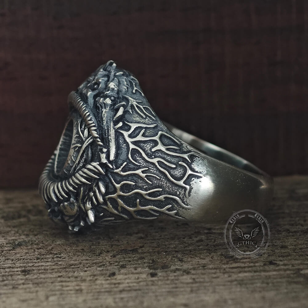 Evil Eye Skull Sterling Silver Hardcore Biker Ring