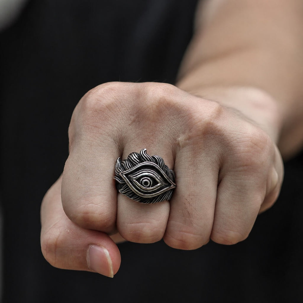 Eye Feather Ring in Stainless Steel