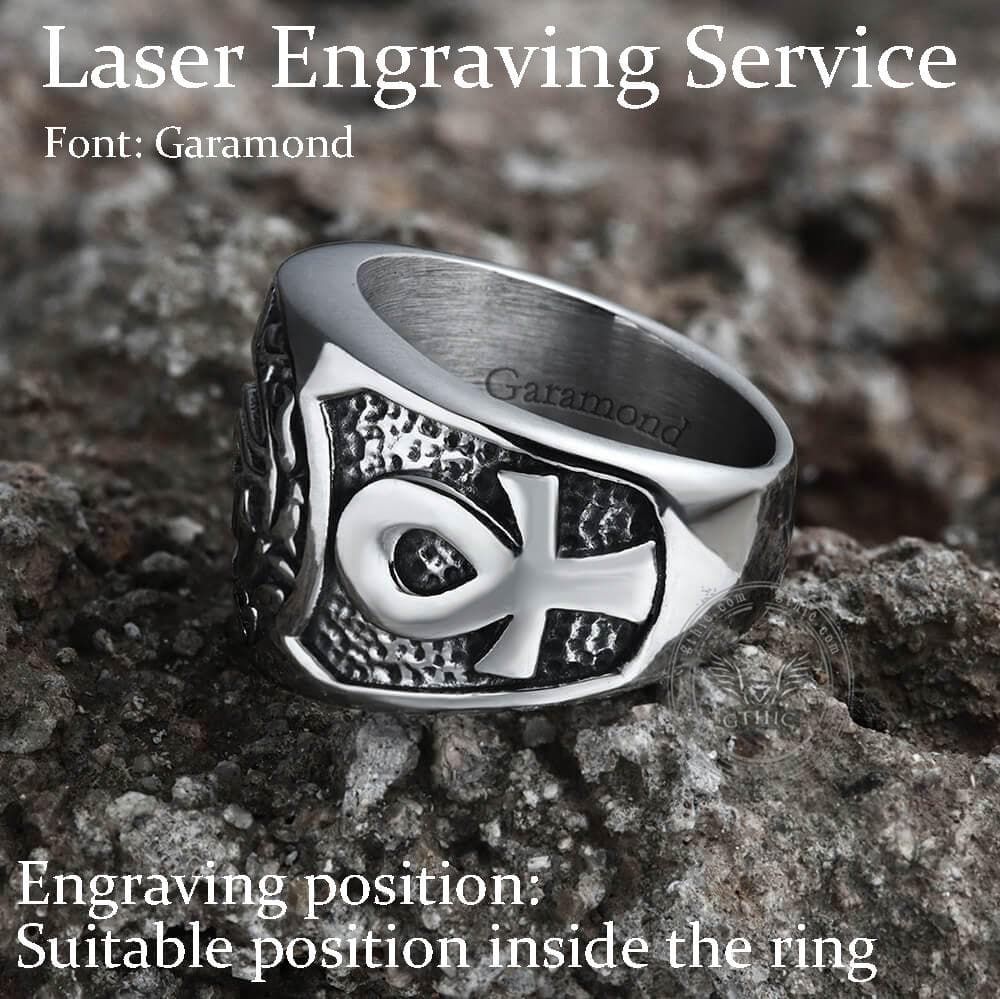 Eye of Ra Ankh Cross Stainless Steel Egypt Ring