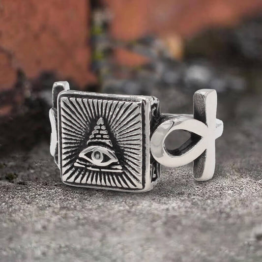 Eye of Providence Square Masonic Ring in Stainless Steel